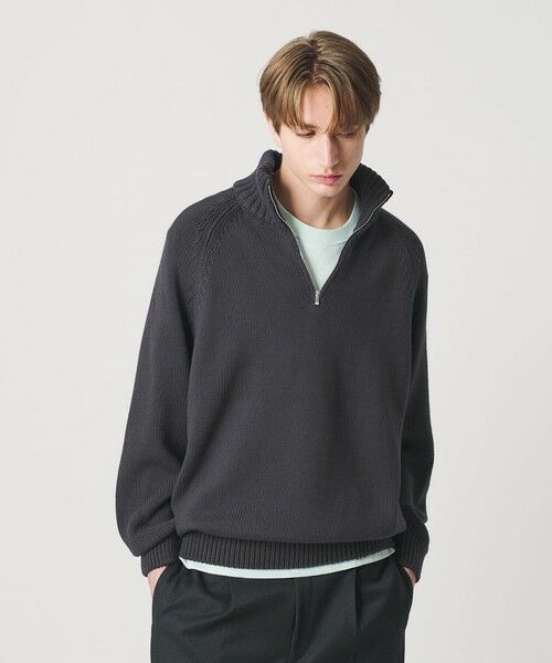 BEAUTY&YOUTH UNITED ARROWS / ビューティー&ユース ユナイテッドアローズ ニット・セーター | コード ヤーン ハーフ ジップ ニット ウォッシャブル | 詳細1