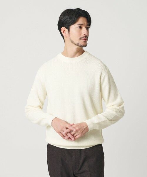 BEAUTY&YOUTH UNITED ARROWS / ビューティー&ユース ユナイテッドアローズ ニット・セーター | 【WEB限定 WARDROBE SMART】マシーンウォッシャブル ウールミックス アゼ クルーネック | 詳細1