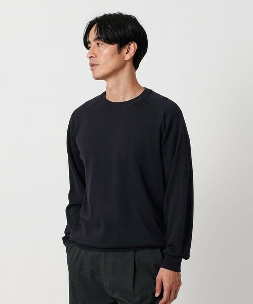 BEAUTY & YOUTH UNITED ARROWS/ビューティー&ユース ユナイテッドアローズ SUPER130 ウォッシャブル ウール クルーネック ニット 手洗い可能 NAVY XL