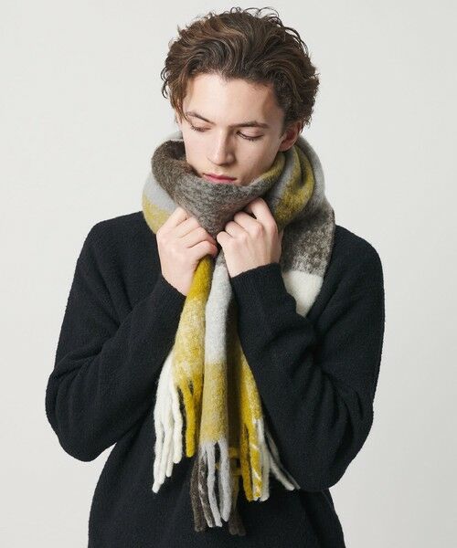 BEAUTY&YOUTH UNITED ARROWS / ビューティー&ユース ユナイテッドアローズ マフラー・ショール・スヌード・ストール | ブラッシュド ブロックチェック マフラー | 詳細8