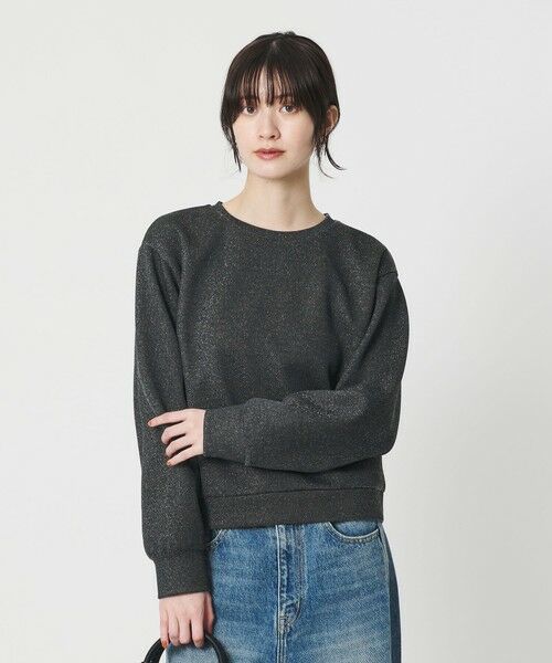 BEAUTY&YOUTH UNITED ARROWS / ビューティー&ユース ユナイテッドアローズ カットソー | ポリエステルコットンブレンド ラメダンボール プルオーバー/ブラック | 詳細1