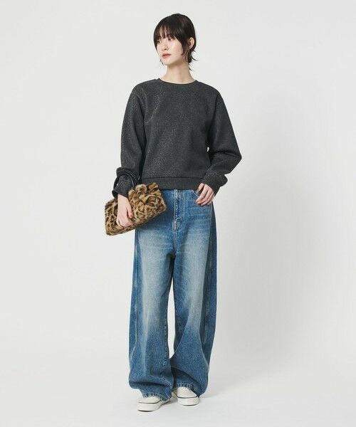 BEAUTY&YOUTH UNITED ARROWS / ビューティー&ユース ユナイテッドアローズ カットソー | ポリエステルコットンブレンド ラメダンボール プルオーバー/ブラック | 詳細3