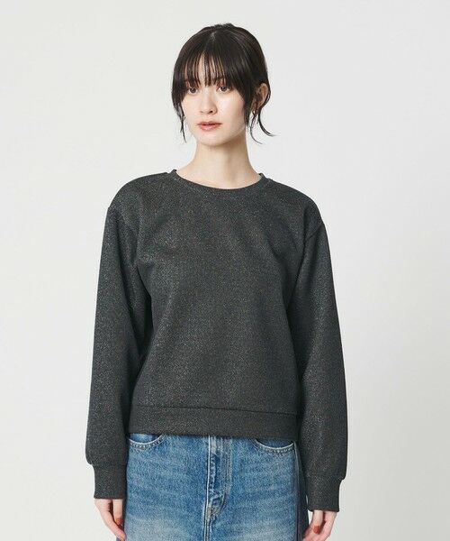 BEAUTY&YOUTH UNITED ARROWS / ビューティー&ユース ユナイテッドアローズ カットソー | ポリエステルコットンブレンド ラメダンボール プルオーバー/ブラック | 詳細4