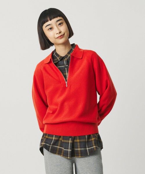BEAUTY & YOUTH UNITED ARROWS/ビューティー&ユース ユナイテッドアローズ カノコニット ハーフジッププルオーバー ウォッシャブル ORANGE FREE BEAUTY & YOUTH UNITED ARROWS/ビューティー&ユース ユナイテッドアローズ カノコニット ハーフジッププルオーバー ウォッシャブル ORANGE FREE