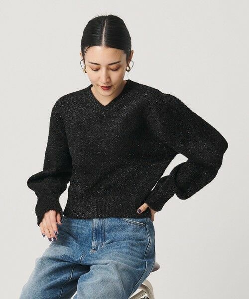 BEAUTY&YOUTH UNITED ARROWS / ビューティー&ユース ユナイテッドアローズ ニット・セーター | ラメフェザー Vネックニットプルオーバー | 詳細1