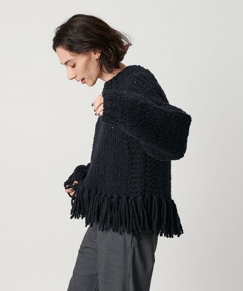 BEAUTY & YOUTH UNITED ARROWS/ビューティー&ユース ユナイテッドアローズ 【別注】<IRONING>フリンジ ニットプルオーバー NAVY FREE BEAUTY & YOUTH UNITED ARROWS/ビューティー&ユース ユナイテッドアローズ 【別注】<IRONING>フリンジ ニットプルオーバー NAVY FREE