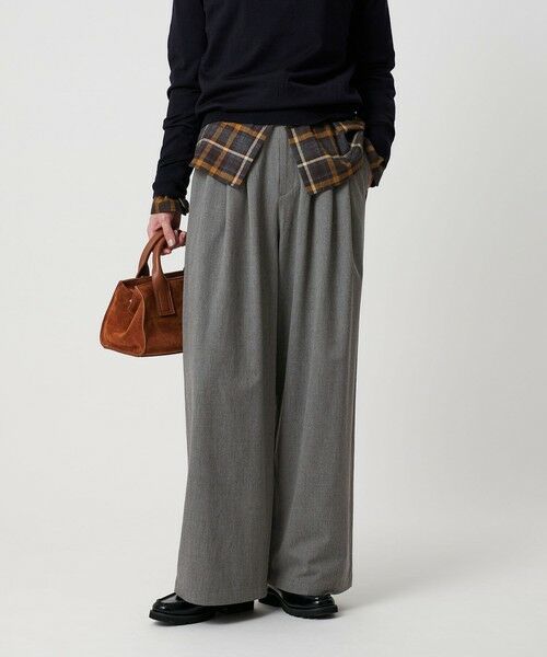 BEAUTY & YOUTH UNITED ARROWS/ビューティー&ユース ユナイテッドアローズ 毛ポリエステルレーヨンブレンド ワイドタックパンツ MD. GRAY M BEAUTY & YOUTH UNITED ARROWS/ビューティー&ユース ユナイテッドアローズ 毛ポリエステルレーヨンブレンド ワイドタックパンツ MD. GRAY M