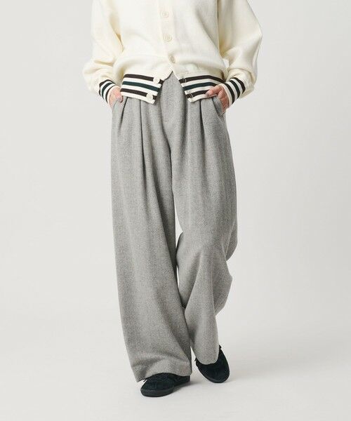 BEAUTY & YOUTH UNITED ARROWS/ビューティー&ユース ユナイテッドアローズ 毛ブレンド ヘリンボーンワイドパンツ MD. GRAY M BEAUTY & YOUTH UNITED ARROWS/ビューティー&ユース ユナイテッドアローズ 毛ブレンド ヘリンボーンワイドパンツ MD. GRAY M