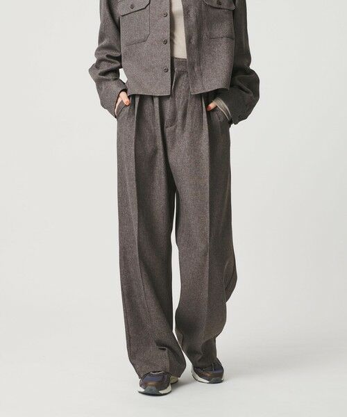 BEAUTY&YOUTH UNITED ARROWS / ビューティー&ユース ユナイテッドアローズ その他パンツ | 【WEB限定】ポリエステル タックワイドパンツ ウォッシャブル(MD.BROWN)