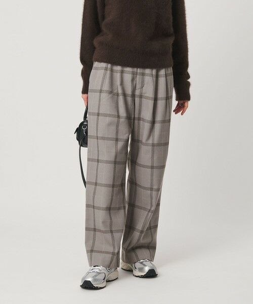 BEAUTY&YOUTH UNITED ARROWS / ビューティー&ユース ユナイテッドアローズ チノ・ワークパンツ | 【WEB限定】裏起毛ウィンドウペン タックワイドパンツ ウォッシャブル(MD.GRAY)