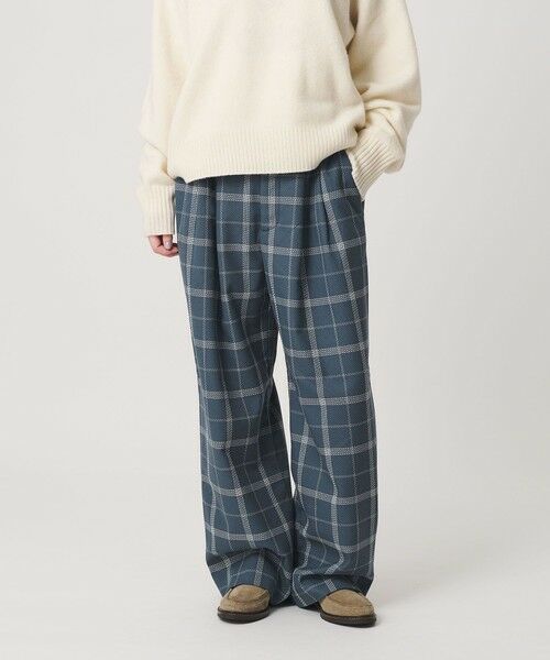 BEAUTY&YOUTH UNITED ARROWS / ビューティー&ユース ユナイテッドアローズ チノ・ワークパンツ | 【WEB限定】裏起毛ウィンドウペン タックワイドパンツ ウォッシャブル | 詳細21