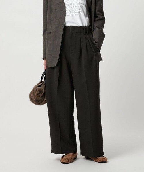 BEAUTY&YOUTH UNITED ARROWS / ビューティー&ユース ユナイテッドアローズ スラックス・ドレスパンツ | 【WEB限定 Wardrobe DAILY MINIMAL】ウールライク ランダムタック ワイドパンツ ウォッシャブル | 詳細1