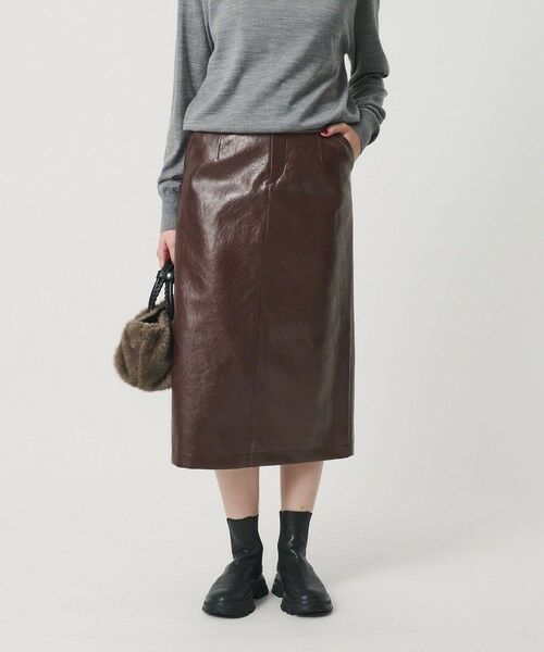 BEAUTY&YOUTH UNITED ARROWS / ビューティー&ユース ユナイテッドアローズ ミニ・ひざ丈スカート | レザーライク Aラインスカート | 詳細1