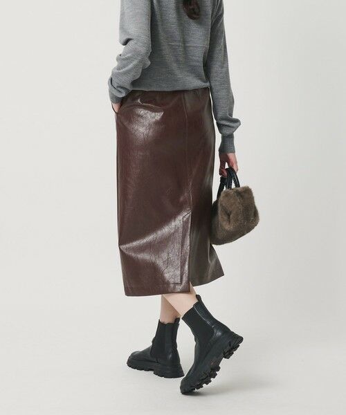BEAUTY&YOUTH UNITED ARROWS / ビューティー&ユース ユナイテッドアローズ ミニ・ひざ丈スカート | レザーライク Aラインスカート | 詳細2