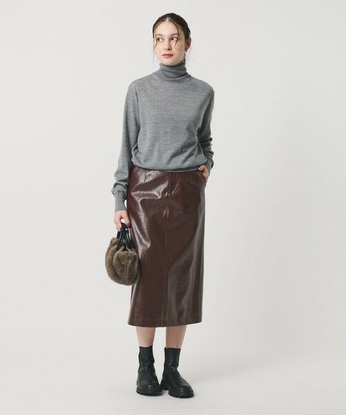 BEAUTY&YOUTH UNITED ARROWS / ビューティー&ユース ユナイテッドアローズ ミニ・ひざ丈スカート | レザーライク Aラインスカート | 詳細3