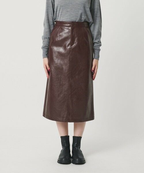 BEAUTY&YOUTH UNITED ARROWS / ビューティー&ユース ユナイテッドアローズ ミニ・ひざ丈スカート | レザーライク Aラインスカート | 詳細4