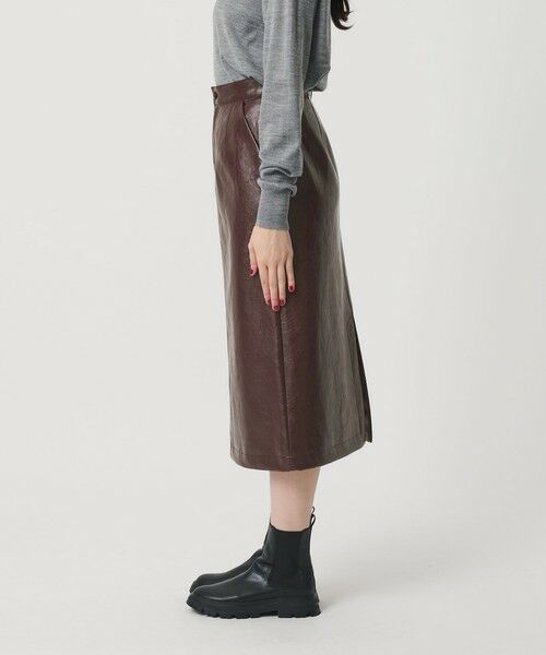 BEAUTY&YOUTH UNITED ARROWS / ビューティー&ユース ユナイテッドアローズ ミニ・ひざ丈スカート | レザーライク Aラインスカート | 詳細5