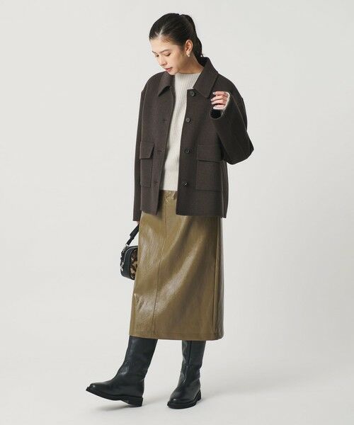 BEAUTY&YOUTH UNITED ARROWS / ビューティー&ユース ユナイテッドアローズ ミニ・ひざ丈スカート | レザーライク Aラインスカート | 詳細13