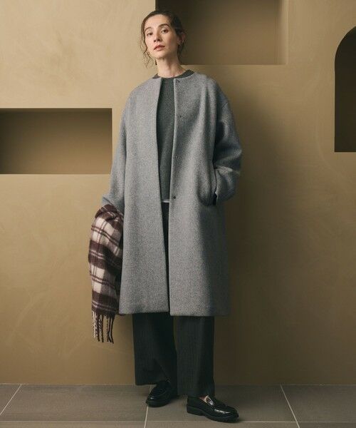 BEAUTY & YOUTH UNITED ARROWS/ビューティー&ユース ユナイテッドアローズ 毛ナイロン ノーカラーコート MD. GRAY XS BEAUTY & YOUTH UNITED ARROWS/ビューティー&ユース ユナイテッドアローズ 毛ナイロン ノーカラーコート MD. GRAY XS