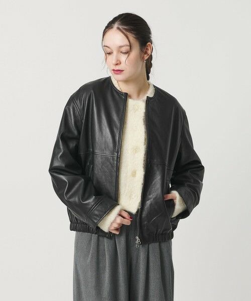 BEAUTY&YOUTH UNITED ARROWS / ビューティー&ユース ユナイテッドアローズ レザーブルゾン・ジャケット | シープレザー ノーカラージップブルゾン | 詳細1