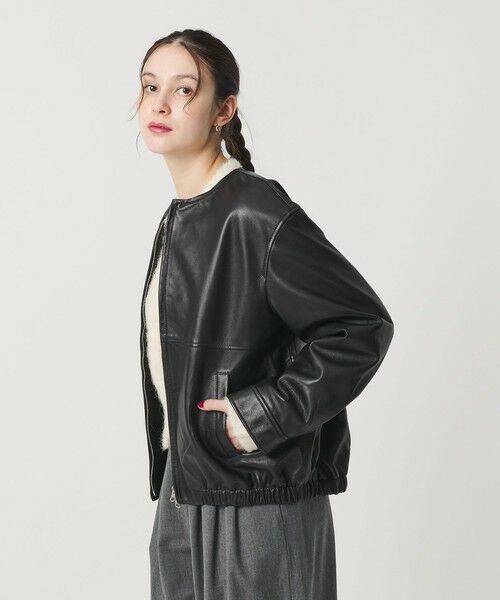 BEAUTY&YOUTH UNITED ARROWS / ビューティー&ユース ユナイテッドアローズ レザーブルゾン・ジャケット | シープレザー ノーカラージップブルゾン | 詳細2