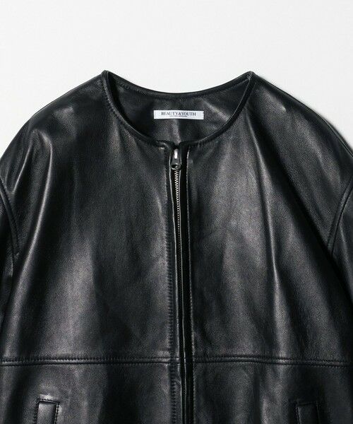 BEAUTY&YOUTH UNITED ARROWS / ビューティー&ユース ユナイテッドアローズ レザーブルゾン・ジャケット | シープレザー ノーカラージップブルゾン | 詳細9