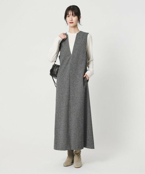 BEAUTY&YOUTH UNITED ARROWS / ビューティー&ユース ユナイテッドアローズ ロング・マキシ丈ワンピース | ポリエステルツイードライク ジャンパースカート | 詳細8