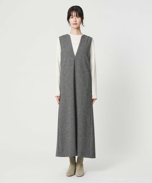 BEAUTY&YOUTH UNITED ARROWS / ビューティー&ユース ユナイテッドアローズ ロング・マキシ丈ワンピース | ポリエステルツイードライク ジャンパースカート | 詳細11