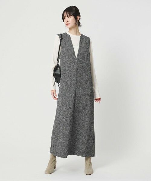 BEAUTY&YOUTH UNITED ARROWS / ビューティー&ユース ユナイテッドアローズ ロング・マキシ丈ワンピース | ポリエステルツイードライク ジャンパースカート | 詳細10