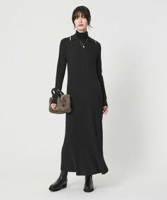 BEAUTY&YOUTH UNITED ARROWS / ビューティー&ユース ユナイテッドアローズ ミニ丈・ひざ丈ワンピース | ウールポリエステルブレンド メランジ リブニットワンピース