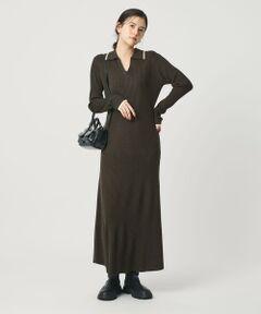 BEAUTY&YOUTH UNITED ARROWS / ビューティー&ユース ユナイテッドアローズ ミニ丈・ひざ丈ワンピース | ウールポリエステルブレンド メランジ リブニットワンピース