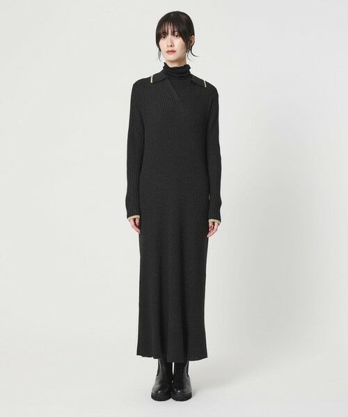 BEAUTY&YOUTH UNITED ARROWS / ビューティー&ユース ユナイテッドアローズ ミニ丈・ひざ丈ワンピース | ウールポリエステルブレンド メランジ リブニットワンピース | 詳細4