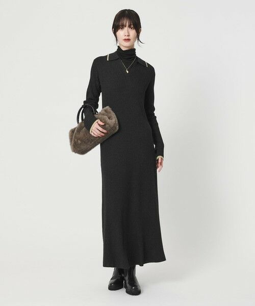 BEAUTY&YOUTH UNITED ARROWS / ビューティー&ユース ユナイテッドアローズ ミニ丈・ひざ丈ワンピース | ウールポリエステルブレンド メランジ リブニットワンピース | 詳細2