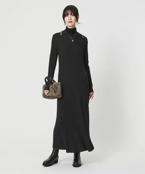 BEAUTY & YOUTH UNITED ARROWS/ビューティー&ユース ユナイテッドアローズ ウールポリエステルブレンド メランジ リブニットワンピース DK. GRAY S BEAUTY & YOUTH UNITED ARROWS/ビューティー&ユース ユナイテッドアローズ ウールポリエステルブレンド メランジ リブニットワンピース DK. GRAY S