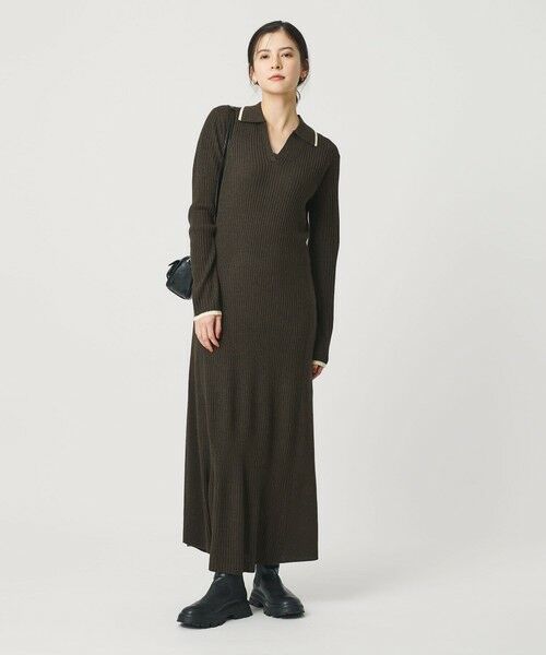 BEAUTY&YOUTH UNITED ARROWS / ビューティー&ユース ユナイテッドアローズ ミニ丈・ひざ丈ワンピース | ウールポリエステルブレンド メランジ リブニットワンピース | 詳細18