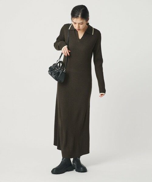 BEAUTY&YOUTH UNITED ARROWS / ビューティー&ユース ユナイテッドアローズ ミニ丈・ひざ丈ワンピース | ウールポリエステルブレンド メランジ リブニットワンピース | 詳細19