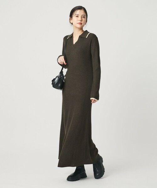 BEAUTY&YOUTH UNITED ARROWS / ビューティー&ユース ユナイテッドアローズ ミニ丈・ひざ丈ワンピース | ウールポリエステルブレンド メランジ リブニットワンピース | 詳細20