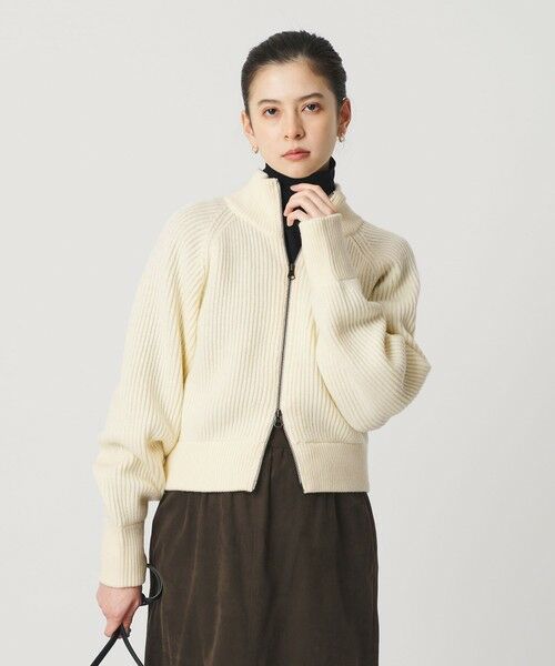 BEAUTY&YOUTH UNITED ARROWS / ビューティー&ユース ユナイテッドアローズ カーディガン・ボレロ | ウールブレンドアゼ ジップショートカーディガン | 詳細1