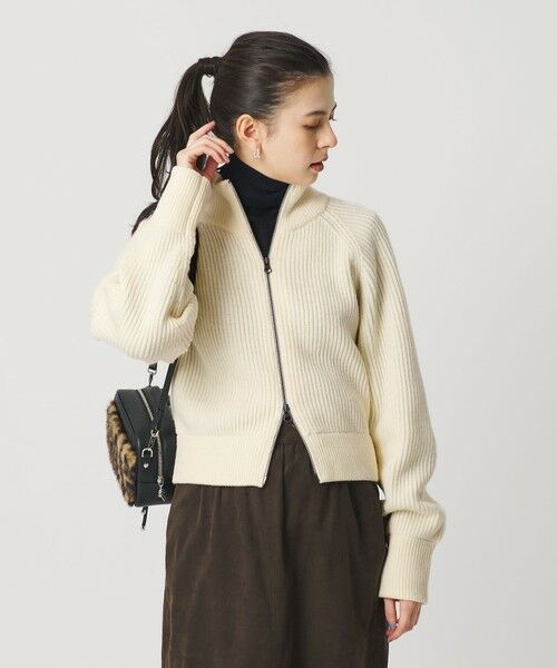 BEAUTY&YOUTH UNITED ARROWS / ビューティー&ユース ユナイテッドアローズ カーディガン・ボレロ | ウールブレンドアゼ ジップショートカーディガン | 詳細2