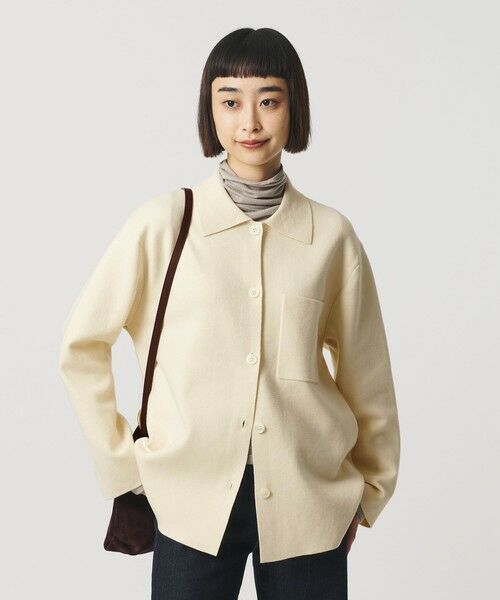 BEAUTY & YOUTH UNITED ARROWS/ビューティー&ユース ユナイテッドアローズ コットンウールブレンド ミラノリブ シャツカーディガン ウォッシャブル OFF WHITE FREE BEAUTY & YOUTH UNITED ARROWS/ビューティー&ユース ユナイテッドアローズ コットンウールブレンド ミラノリブ シャツカーディガン ウォッシャブル OFF WHITE FREE