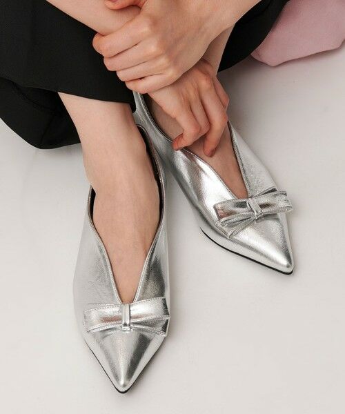 BEAUTY&YOUTH UNITED ARROWS / ビューティー&ユース ユナイテッドアローズ フラットシューズ | メタリック リボン Vカット フラットシューズ | 詳細1