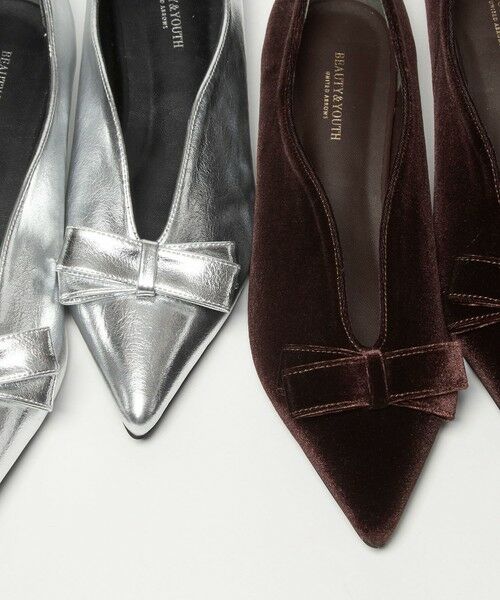 BEAUTY&YOUTH UNITED ARROWS / ビューティー&ユース ユナイテッドアローズ フラットシューズ | メタリック リボン Vカット フラットシューズ | 詳細3