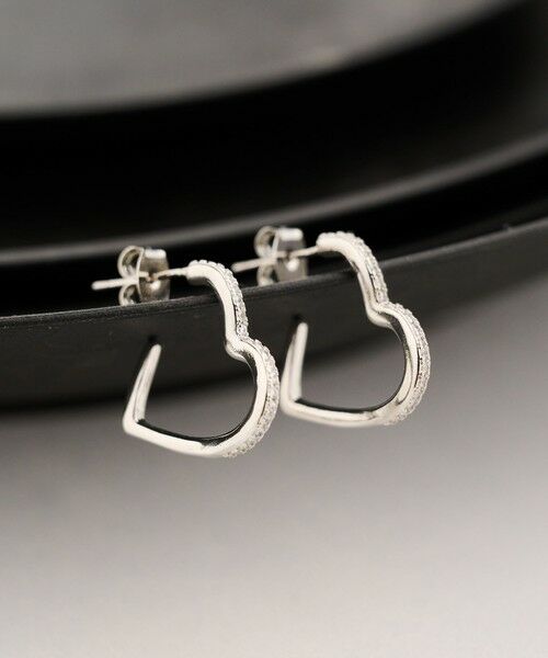 BEAUTY & YOUTH UNITED ARROWS/ビューティー&ユース ユナイテッドアローズ キュービックジルコニア ライン ハート ピアス SILVER FREE