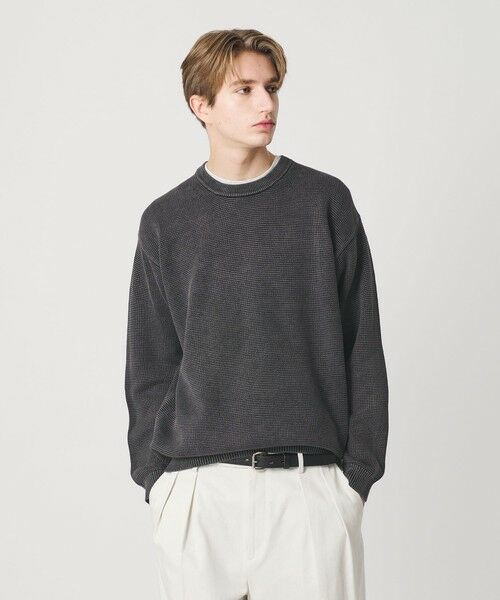 BEAUTY&YOUTH UNITED ARROWS / ビューティー&ユース ユナイテッドアローズ ニット・セーター | アシッドウォッシュ コットン クルーネック ニット 手洗い可能 | 詳細1