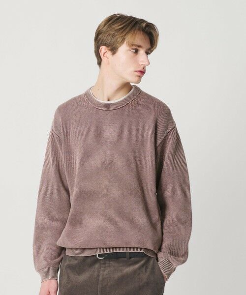 BEAUTY&YOUTH UNITED ARROWS / ビューティー&ユース ユナイテッドアローズ ニット・セーター | アシッドウォッシュ コットン クルーネック ニット 手洗い可能(MD.BROWN)