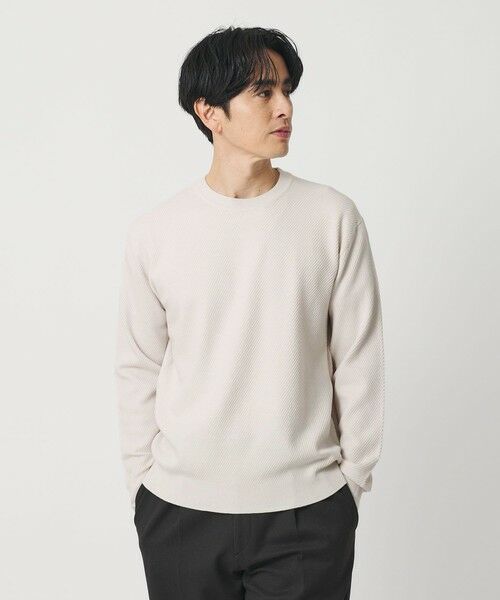 BEAUTY&YOUTH UNITED ARROWS / ビューティー&ユース ユナイテッドアローズ ニット・セーター | ウォッシャブルウール ツイル クルーネック ニット 手洗い可能(WHITE)
