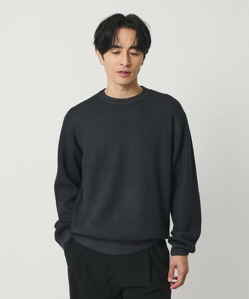 BEAUTY&YOUTH UNITED ARROWS / ビューティー&ユース ユナイテッドアローズ ニット・セーター | フェード アゼ クルーネック ニット 手洗い可能 | 詳細1