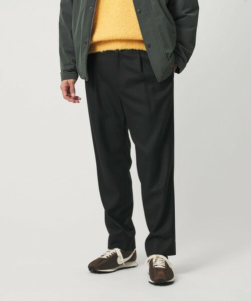 BEAUTY & YOUTH UNITED ARROWS/ビューティー&ユース ユナイテッドアローズ フラノ イージー テーパード パンツ 手洗い可能 BLACK XL