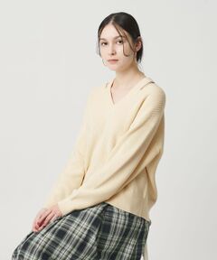 BEAUTY&YOUTH UNITED ARROWS / ビューティー&ユース ユナイテッドアローズ ニット・セーター | アゼ スリットVネック ニットプルオーバー ウォッシャブル