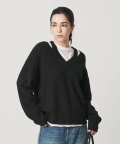 BEAUTY&YOUTH UNITED ARROWS / ビューティー&ユース ユナイテッドアローズ ニット・セーター | アゼ スリットVネック ニットプルオーバー ウォッシャブル